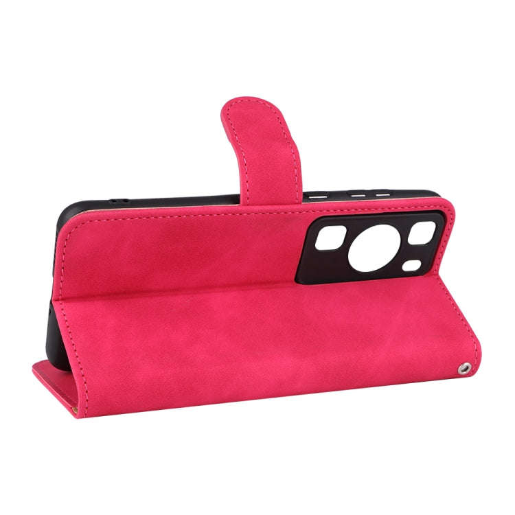 For Huawei P60 / P60 Pro Skin Feel Magnetic Flip Leather Phone Case(Rose Red)