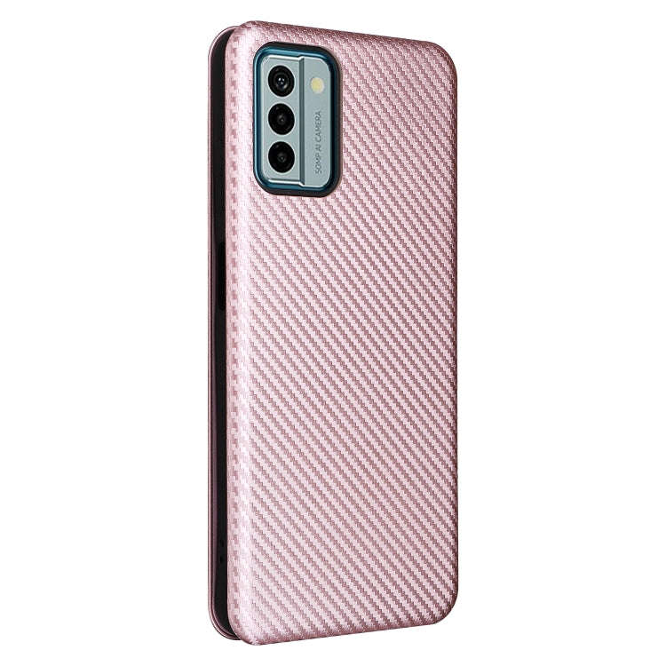 For Nokia G22 Carbon Fiber Texture Flip Leather Phone Case(Pink)