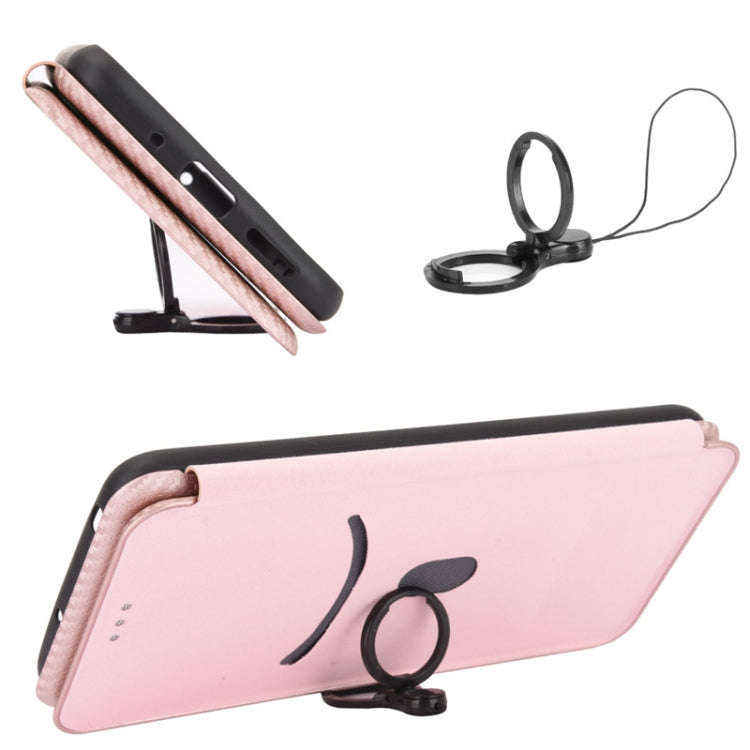 For Nokia G22 Carbon Fiber Texture Flip Leather Phone Case(Pink)