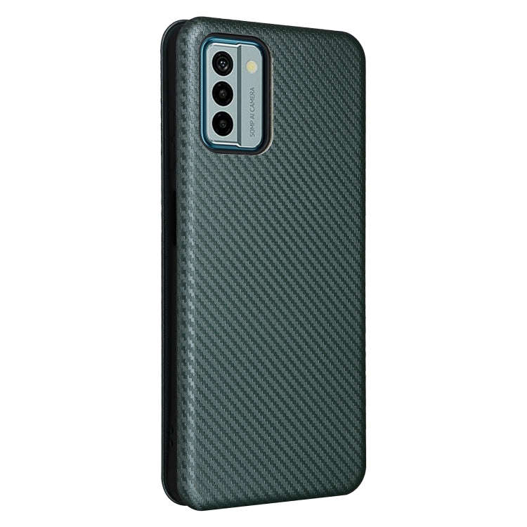 For Nokia G22 Carbon Fiber Texture Flip Leather Phone Case(Green)