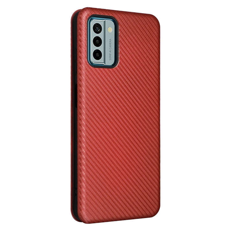 For Nokia G22 Carbon Fiber Texture Flip Leather Phone Case(Brown)