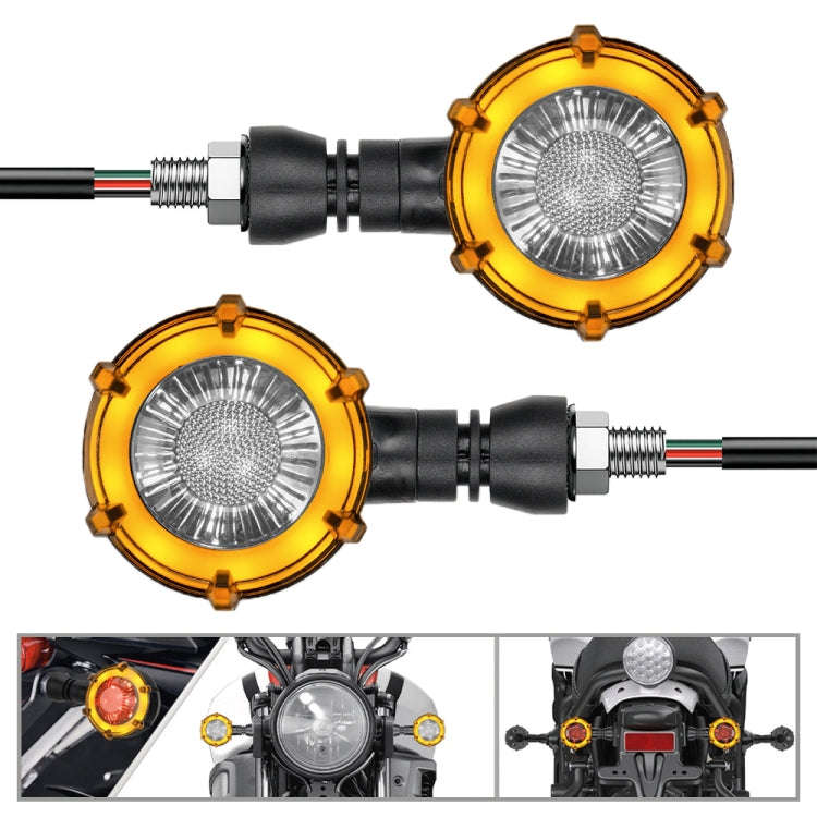 1 Pair Motorcycles Universal Rotating LED Dual-color Flow Turn Signal Light(Amber Yellow Light + ...