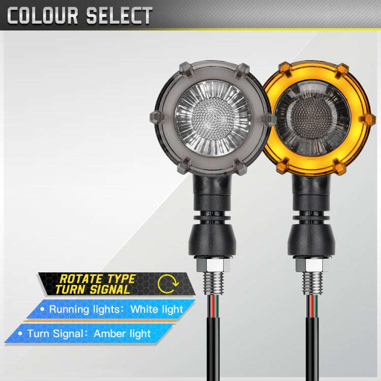 1 Pair Motorcycles Universal Rotating LED Dual-color Flow Turn Signal Light(Amber Yellow Light + ...