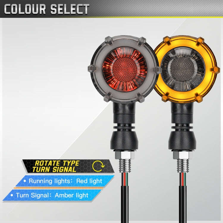 1 Pair Motorcycles Universal Rotating LED Dual-color Flow Turn Signal Light(Amber Yellow Light + ...