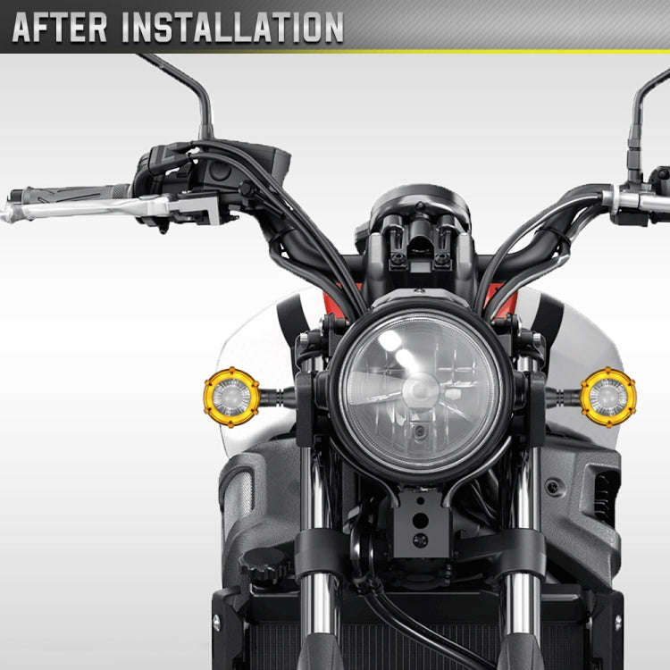 1 Pair Motorcycles Universal Rotating LED Dual-color Flow Turn Signal Light(Amber Yellow Light + ...
