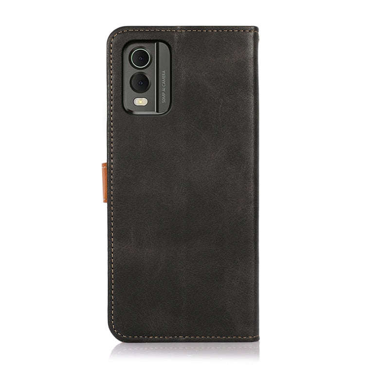 For Nokia C32 KHAZNEH Dual-color Cowhide Texture Flip Leather Phone Case(Black)