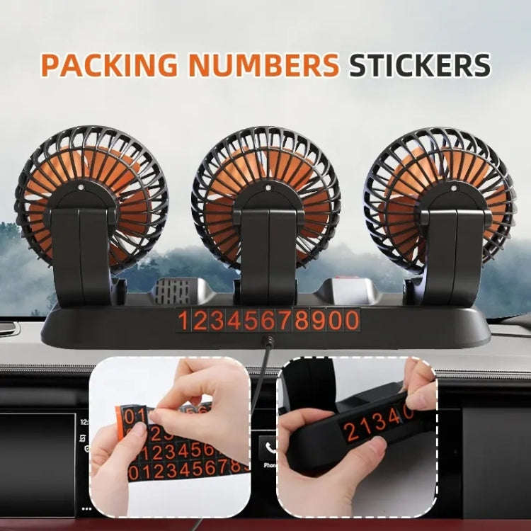 F4310 360-Degree Rotating Adjustable Car Three-Head Fan, Style:24V Cigarette Lighter