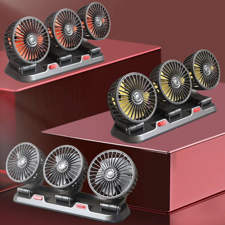 F4310 360-Degree Rotating Adjustable Car Three-Head Fan, Style:24V Cigarette Lighter