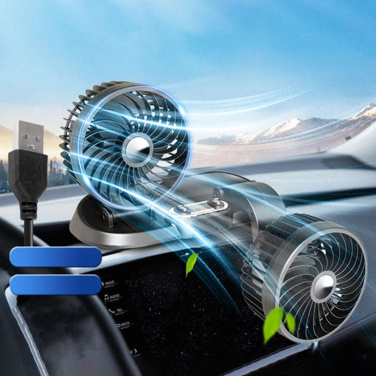 F622 Car Creative Folding Rotatable Double Head Electric Cooling Fan, Style:USB Universal