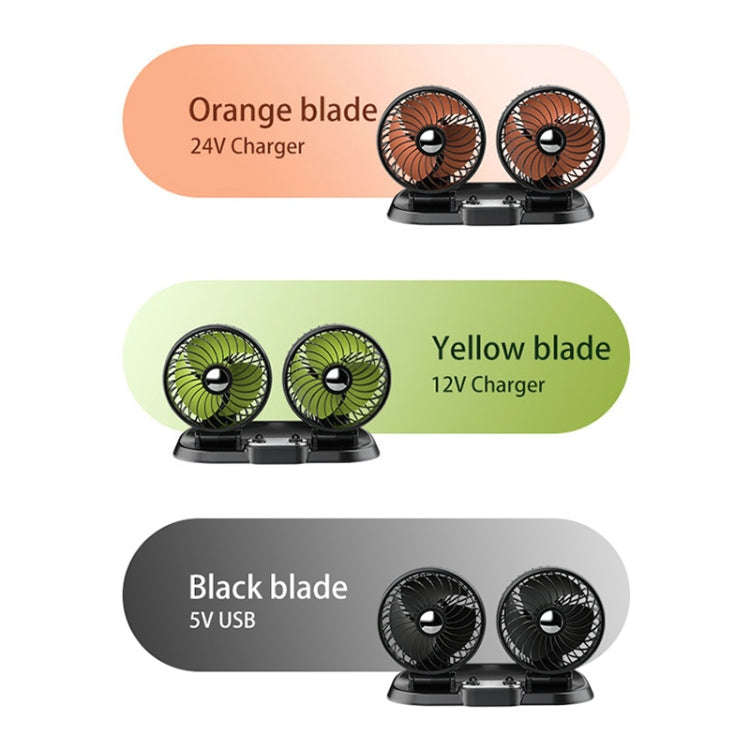 F622 Car Creative Folding Rotatable Double Head Electric Cooling Fan, Style:USB Universal