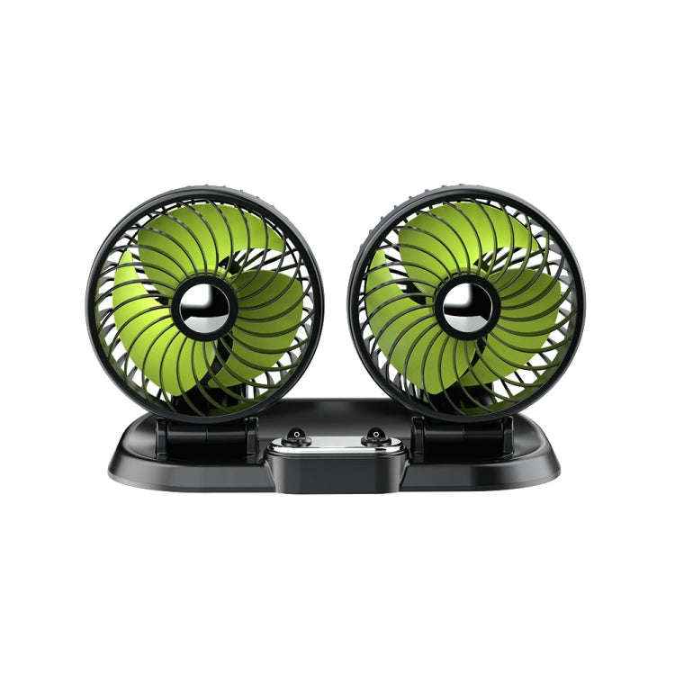 F622 Car Creative Folding Rotatable Double Head Electric Cooling Fan, Style:12V Cigarette Lighter