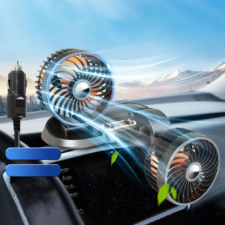 F622 Car Creative Folding Rotatable Double Head Electric Cooling Fan, Style:24V Cigarette Lighter