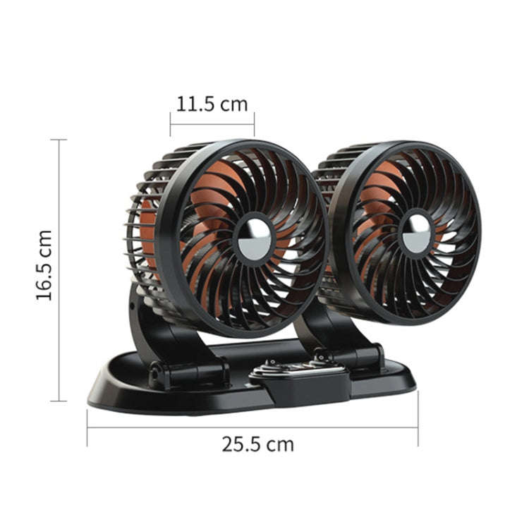 F622U Car Creative Folding Rotatable Double Head Electric Cooling Fan with Dual USB Charging Port...