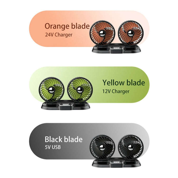 F622U Car Creative Folding Rotatable Double Head Electric Cooling Fan with Dual USB Charging Port...