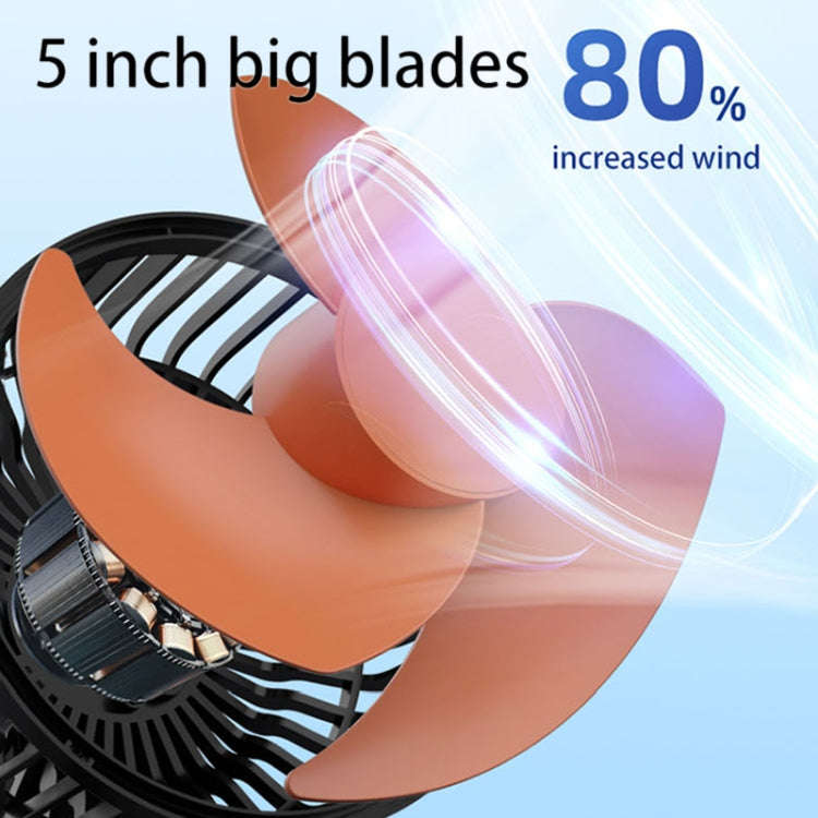 F622U Car Creative Folding Rotatable Double Head Electric Cooling Fan with Dual USB Charging Port...