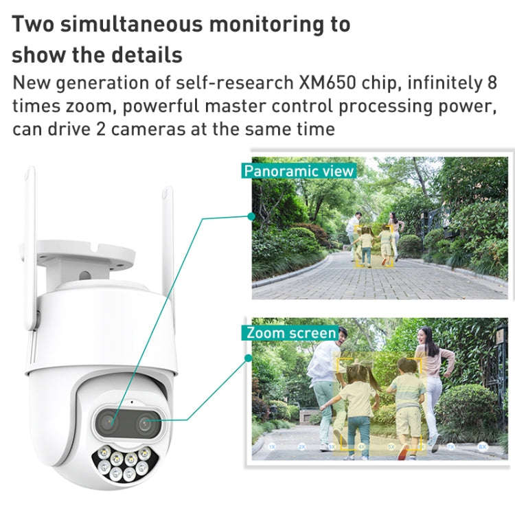 QX82 400W Dual Screen Dual Channel Synchronous Monitoring IP Camera, Plug:AU Plug