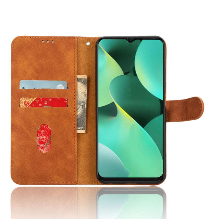 For TECNO Spark 10C Skin Feel Magnetic Flip Leather Phone Case(Brown)