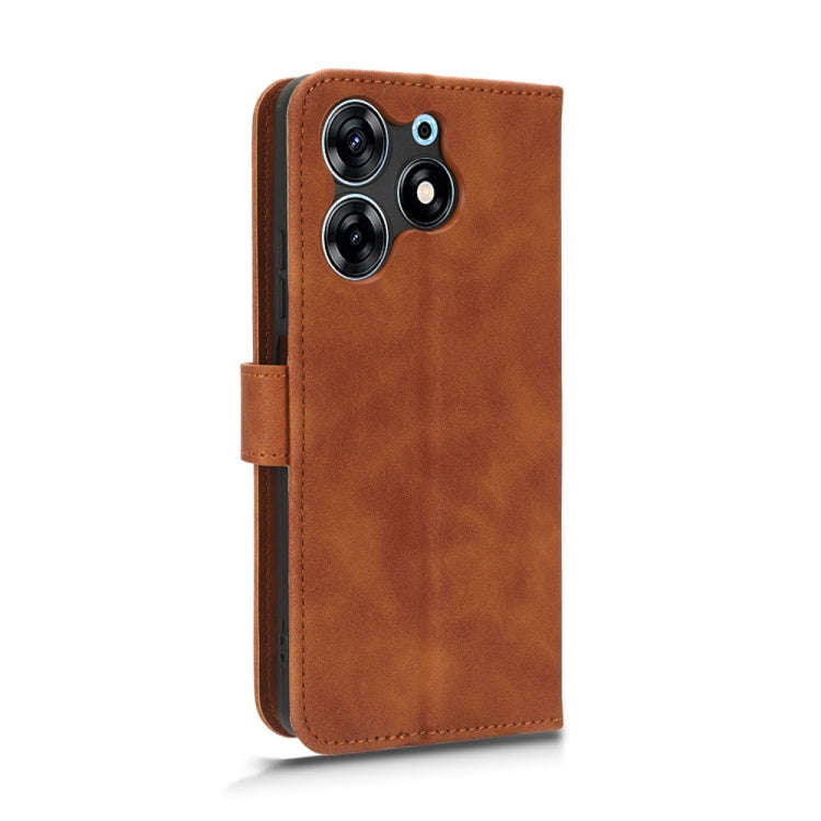 For TECNO Spark 10 Pro Skin Feel Magnetic Flip Leather Phone Case(Brown)