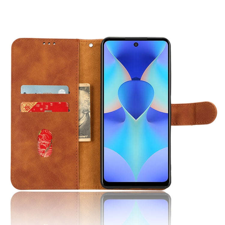 For TECNO Spark 10 Pro Skin Feel Magnetic Flip Leather Phone Case(Brown)