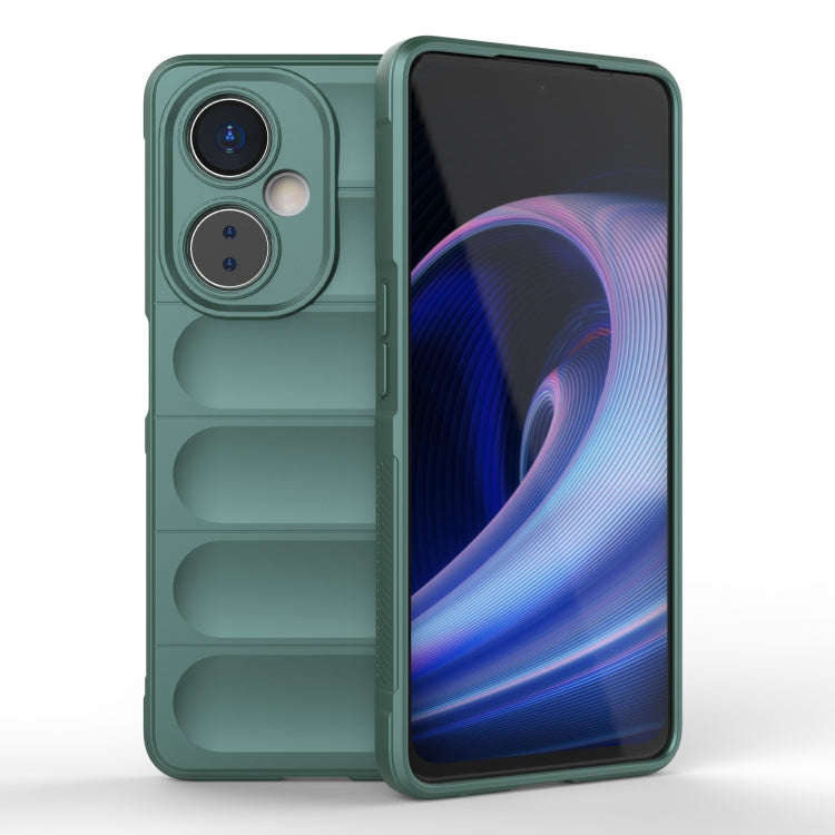 For OnePlus Nord CE 3 Magic Shield TPU + Flannel Phone Case(Dark Green)