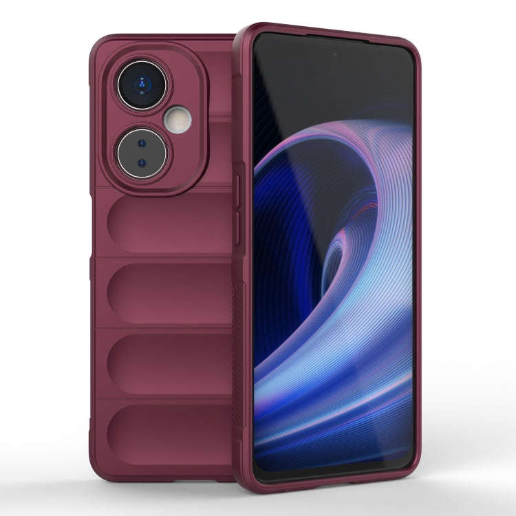 For OnePlus Nord CE 3 Magic Shield TPU + Flannel Phone Case(Wine Red)