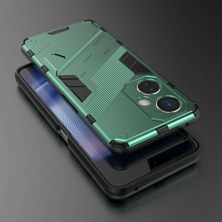 For OnePlus Nord CE 3 Punk Armor 2 in 1 PC + TPU Phone Case with Holder(Green)