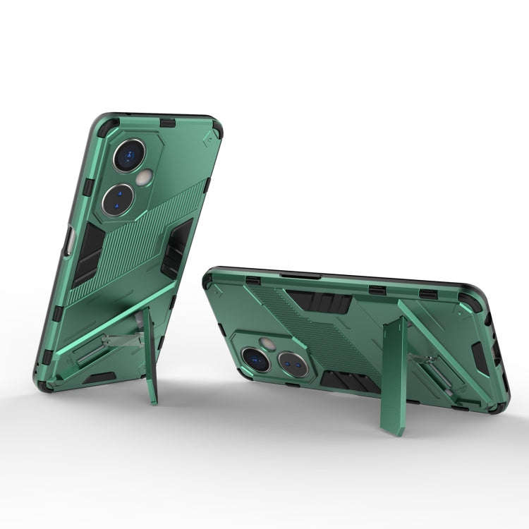 For OnePlus Nord CE 3 Punk Armor 2 in 1 PC + TPU Phone Case with Holder(Green)