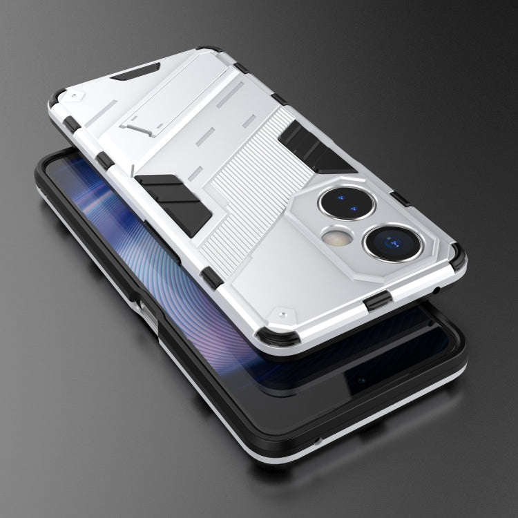For OnePlus Nord CE 3 Punk Armor 2 in 1 PC + TPU Phone Case with Holder(White)