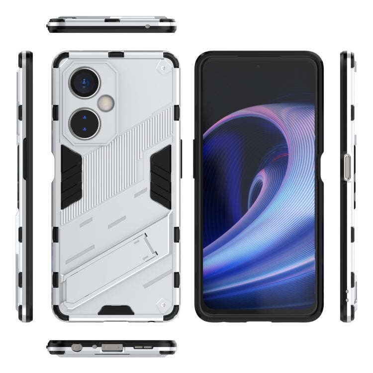 For OnePlus Nord CE 3 Punk Armor 2 in 1 PC + TPU Phone Case with Holder(White)
