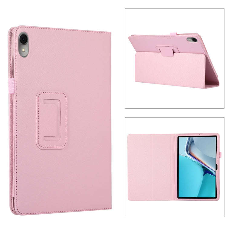 For Huawei MatePad 11 2023 Litchi Texture Leather Tablet Case with Holder(Pink)