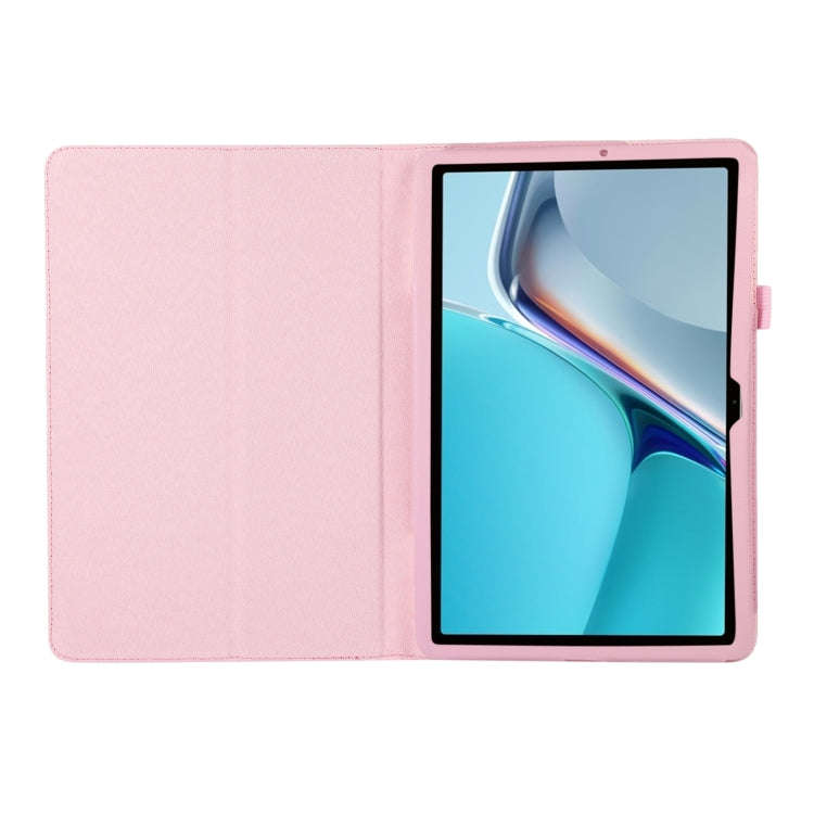 For Huawei MatePad 11 2023 Litchi Texture Leather Tablet Case with Holder(Pink)