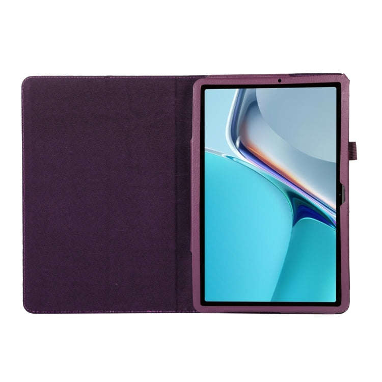 For Huawei MatePad 11 2023 Litchi Texture Leather Tablet Case with Holder(Purple)