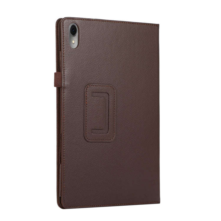 For Huawei MatePad 11 2023 Litchi Texture Leather Tablet Case with Holder(Brown)
