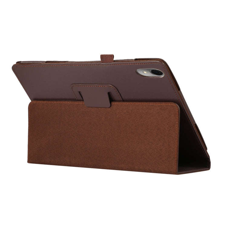 For Huawei MatePad 11 2023 Litchi Texture Leather Tablet Case with Holder(Brown)