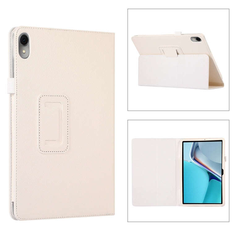 For Huawei MatePad 11 2023 Litchi Texture Leather Tablet Case with Holder(White)