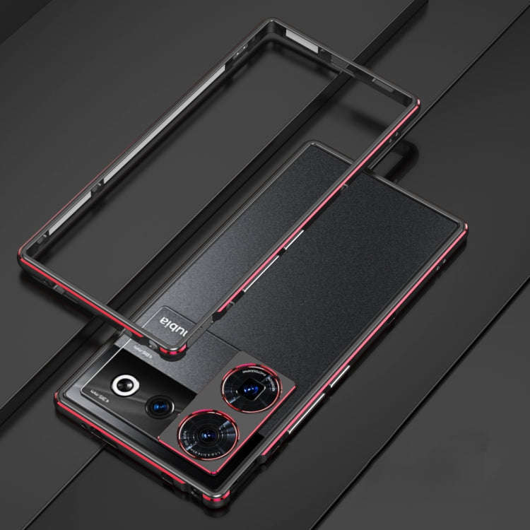 For ZTE nubia Z50 Ultra LK Aurora Metal Frame Phone Case with Lens Cover(Black Red)