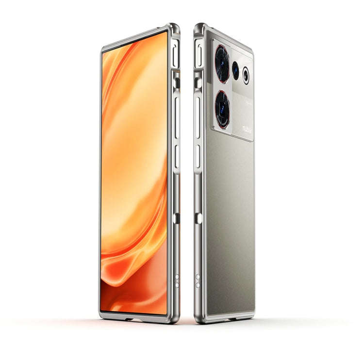 For ZTE nubia Z50 Ultra LK Aurora Metal Frame Phone Case with Lens Cover(Silver)