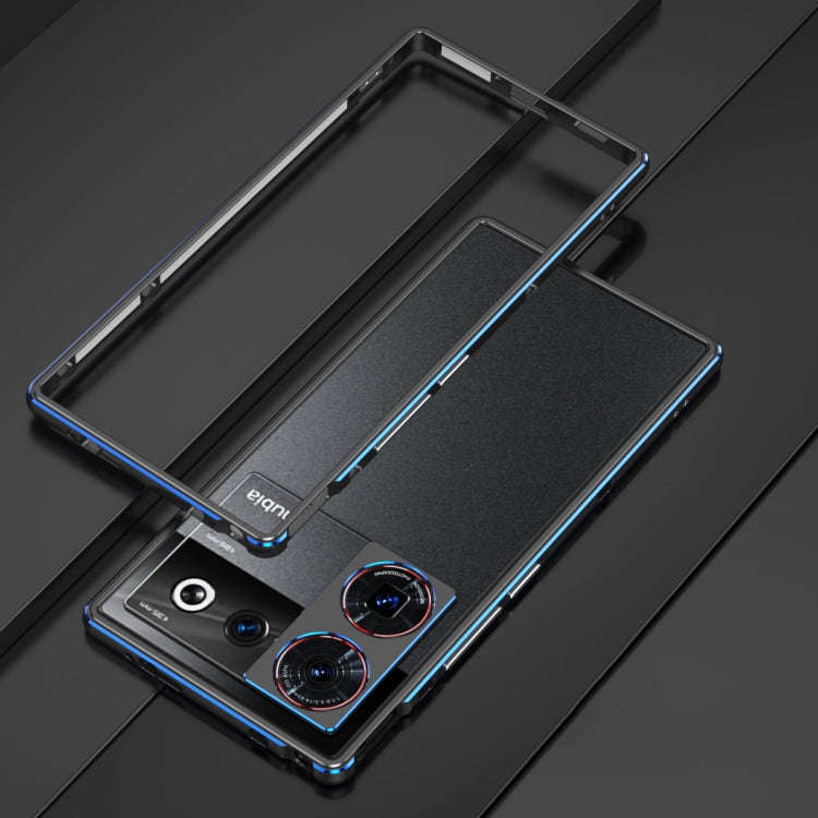 For ZTE nubia Z50 Ultra LK Aurora Metal Frame Phone Case with Lens Cover(Black Blue)