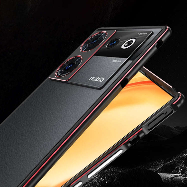 For ZTE nubia Z50 Ultra LK Aurora Metal Frame Phone Case with Lens Cover(Black Red)