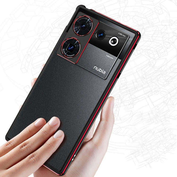 For ZTE nubia Z50 Ultra LK Aurora Metal Frame Phone Case with Lens Cover(Black Red)