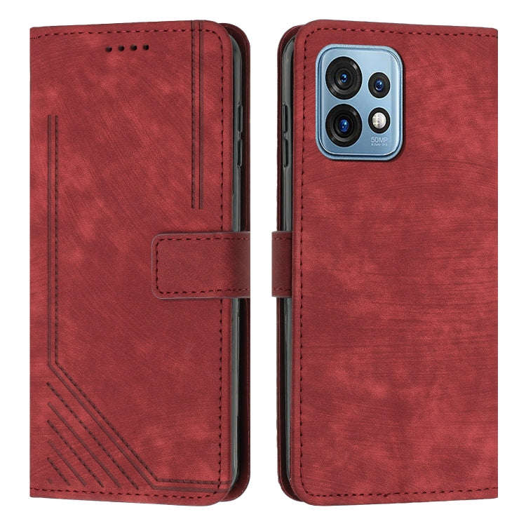 For Motorola Moto X40/X40 Pro/Edge+ 2023 Skin Feel Stripe Pattern Leather Phone Case with Lanyard...