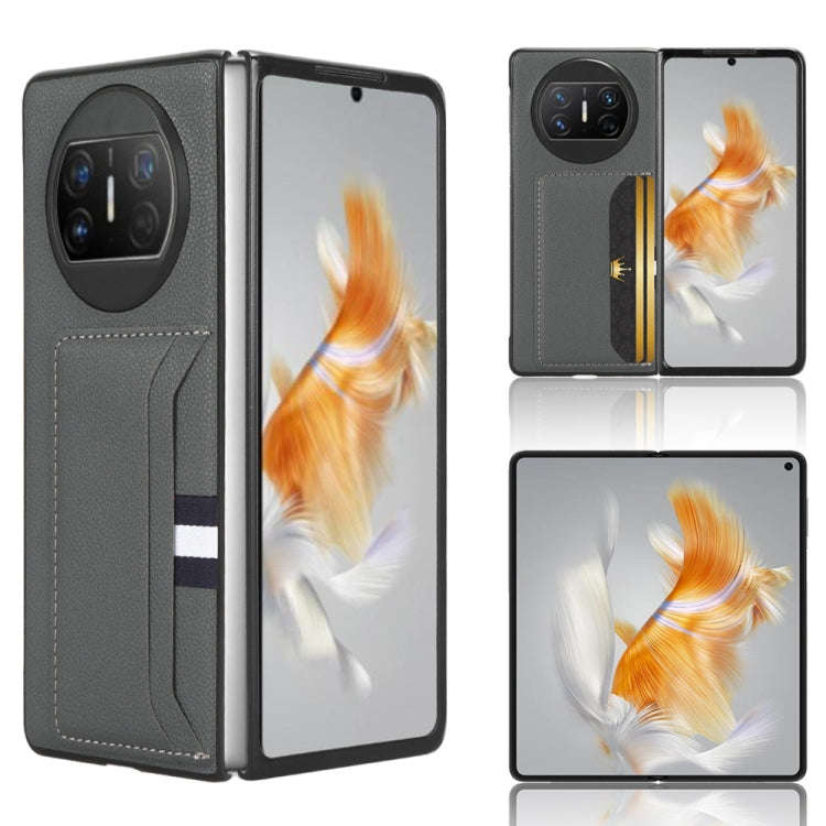 For Huawei Mate X3 Litchi Texture Card Slot Phone Case(Grey)