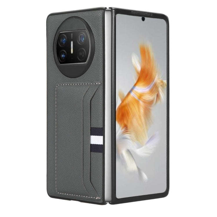 For Huawei Mate X3 Litchi Texture Card Slot Phone Case(Grey)