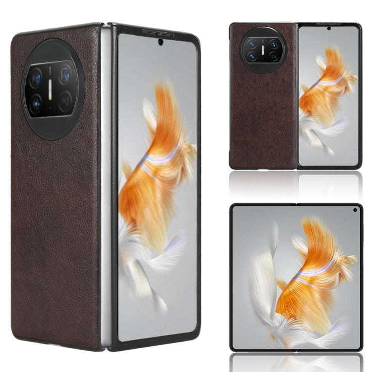 For Huawei Mate X3 Litchi Texture Phone Case(Brown)