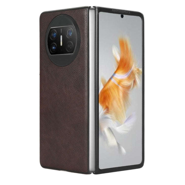 For Huawei Mate X3 Litchi Texture Phone Case(Brown)