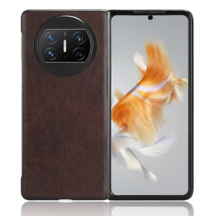 For Huawei Mate X3 Litchi Texture Phone Case(Brown)