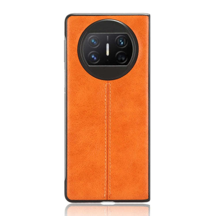For Huawei Mate X3 Sewing Cow Pattern Skin PC + PU + TPU Phone Case(Orange)