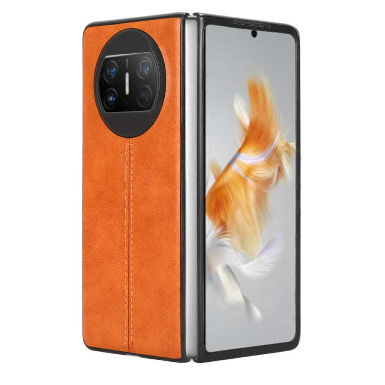 For Huawei Mate X3 Sewing Cow Pattern Skin PC + PU + TPU Phone Case(Orange)