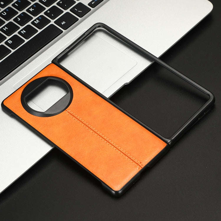 For Huawei Mate X3 Sewing Cow Pattern Skin PC + PU + TPU Phone Case(Orange)