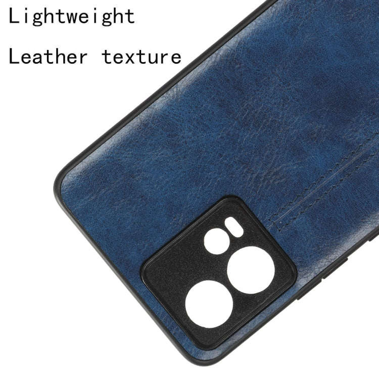 For Motorola Edge 30 Fusion / Moto S30 Pro Sewing Cow Pattern Skin PC + PU + TPU Phone Case(Blue)